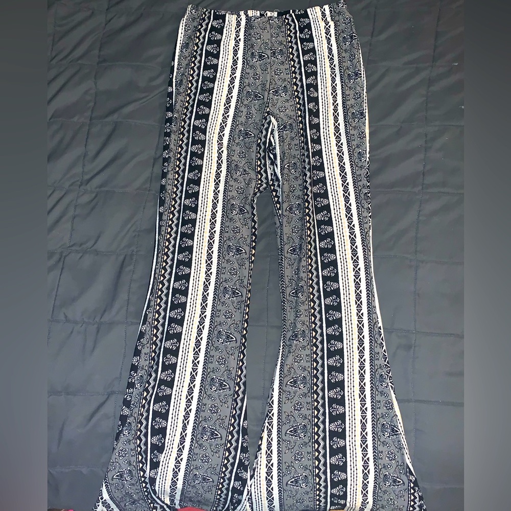 Black and white flared leggings